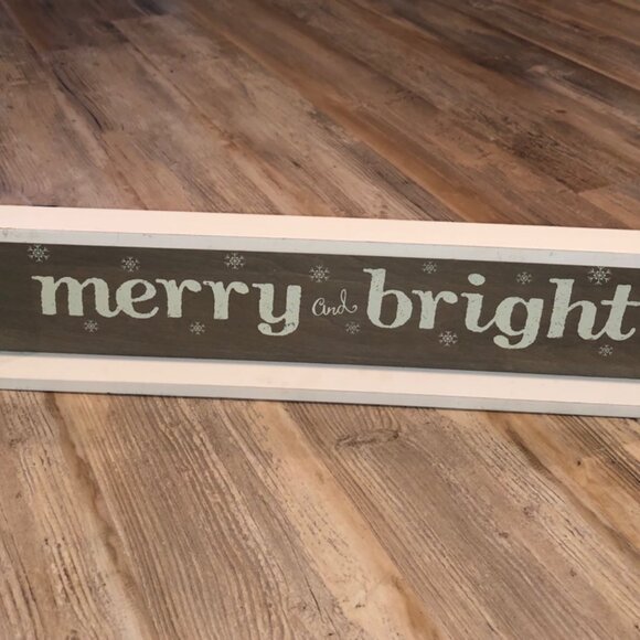 Merry & Bright Christmas Holiday Sign Quill To Paper‎ By Sixtrees - Picture 1 of 6